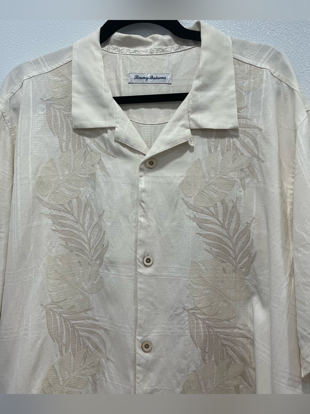 Tommy Bahama Del Palms Embroidered 100% Silk Button Down Shirt Men XL Resort